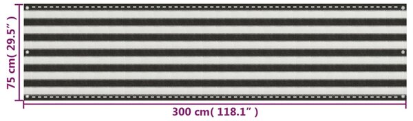 Balkonski zastor HDPE 75 x 300 cm antracit i bijeli - Antracitno siva / 75 x 300 cm
