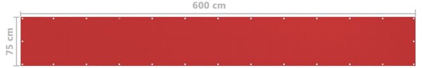 Balkonski zastor crveni 75 x 600 cm HDPE - Crvena / 75 x 600 cm