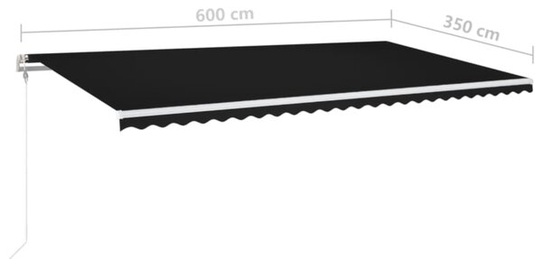 Automatska tenda sa senzorom za vjetar LED 600x350 cm antracit - Antracitno siva / 600 x 350 cm