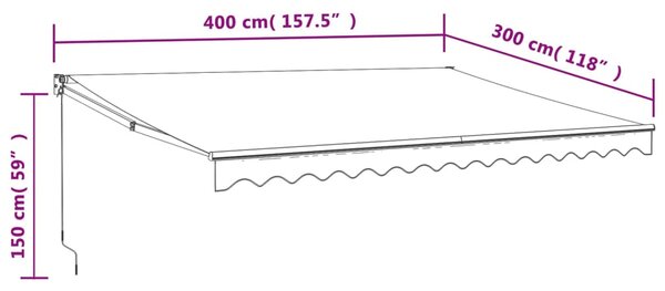 Tenda na uvlačenje plavo-bijela 4 x 3 m od tkanine i aluminija - Plava / 4 x 3 m