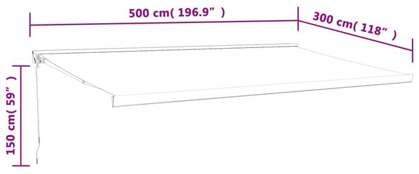 Tenda na uvlačenje krem 5 x 3 m od tkanine i aluminija - Krema / 5 x 3 m