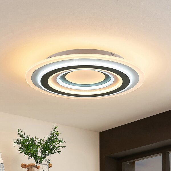 Lindby LED stropna svjetiljka Jazmina, 50 cm, CCT, daljinsko upravljanje, prigušiva, Crno, Dnevni boravak/blagovaonica, Plastika