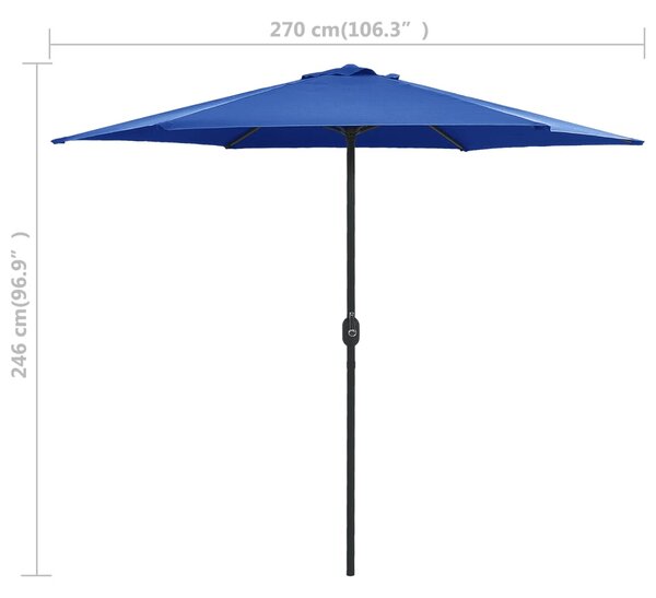Vrtni suncobran s aluminijskim stupom 270 x 246 cm azurnoplavi - Plava / N/A