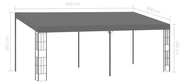 Zidna sjenica od tkanine 3 x 6 m antracit - Antracitno siva / 3 x 6 m