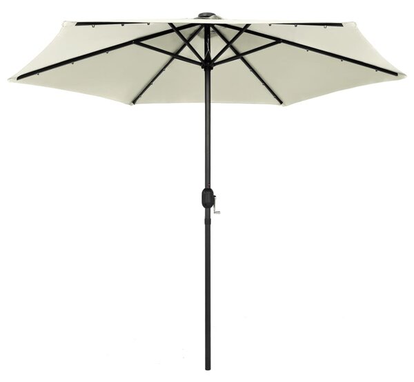 Vrtni suncobran LED s aluminijskim stupom 270 cm pijesak bijeli - Bijela / N/A