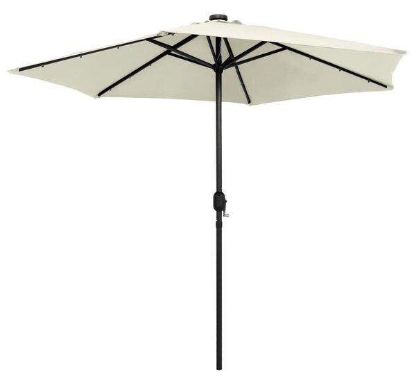 Vrtni suncobran LED s aluminijskim stupom 270 cm pijesak bijeli - Bijela / N/A