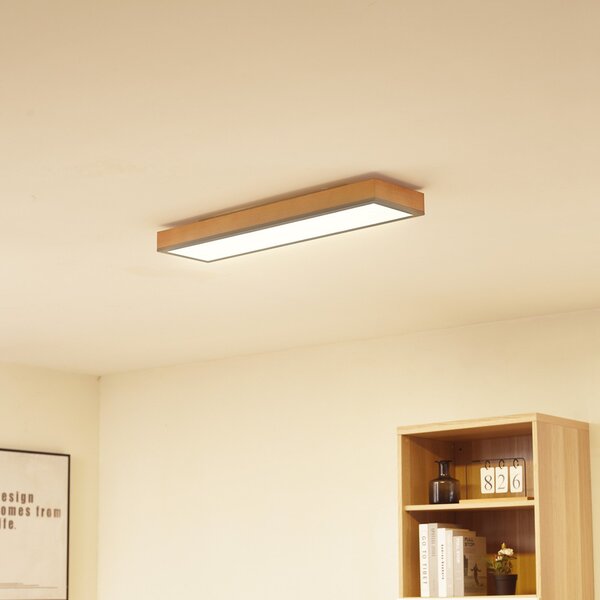 Lindby Laviona LED stropna svjetiljka s CCT, 80 cm, prigušiva, Drvo, Dnevni boravak/blagovaonica, Drvo