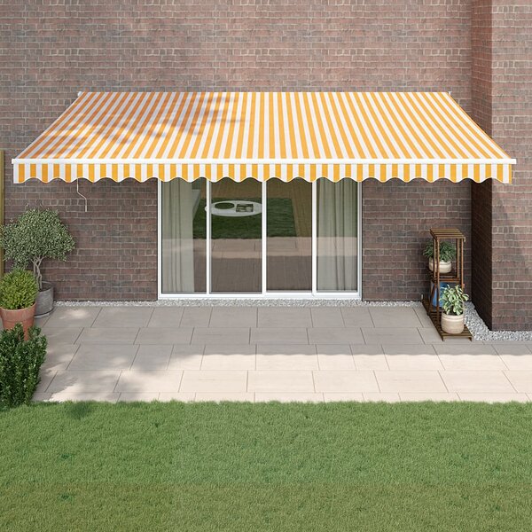 Tenda na uvlačenje žuto-bijela 5 x 3 m od tkanine i aluminija - Žuta / 5 x 3 m