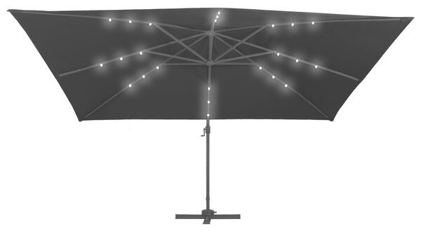 Konzolni suncobran LED s aluminijskim stupom 400 x 300 cm crni - Crna / 400 x 300 cm (7 x 5 cm)