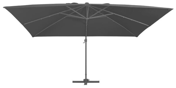 Konzolni suncobran LED s aluminijskim stupom 400 x 300 cm crni - Crna / 400 x 300 cm (7 x 5 cm)