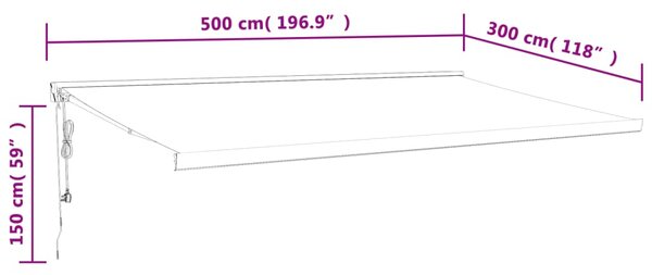 Tenda na uvlačenje žuto-bijela 5 x 3 m od tkanine i aluminija - Žuta / 5 x 3 m