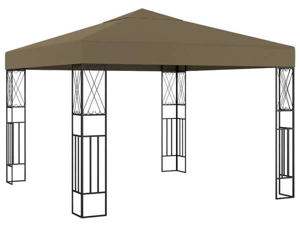 Sjenica s LED svjetlosnim trakama 3 x 3 m smeđe-siva od tkanine - Tupe / 3 x 3 m