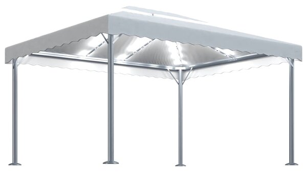 Sjenica s LED svjetlosnim trakama 400 x 300 cm krem aluminijska - Krema / N/A