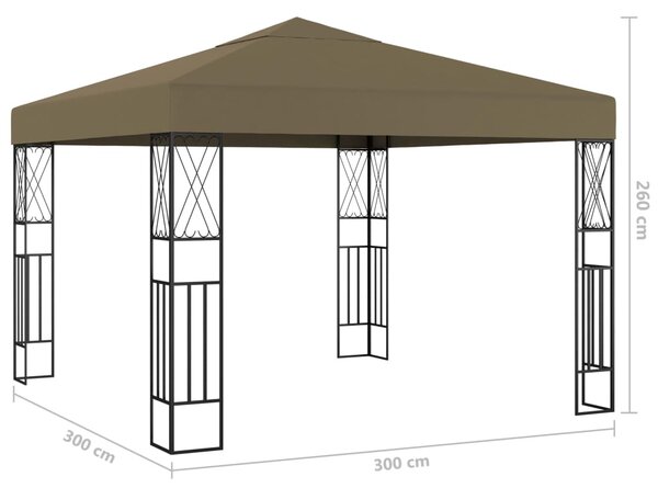 Sjenica s LED svjetlosnim trakama 3 x 3 m smeđe-siva od tkanine - Tupe / 3 x 3 m