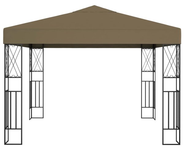 Sjenica s LED svjetlosnim trakama 3 x 3 m smeđe-siva od tkanine - Tupe / 3 x 3 m