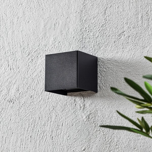 FISCHER & HONSEL Zidna LED vanjska zidna svjetiljka, kubična, crna, Crno, Metal