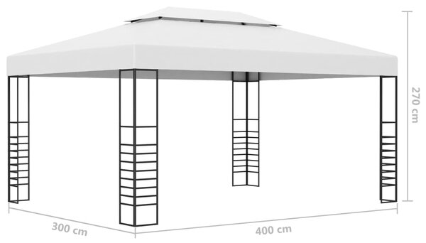Sjenica s LED svjetlosnim trakama 4 x 3 x 2,7 m bijela - Bijela / N/A