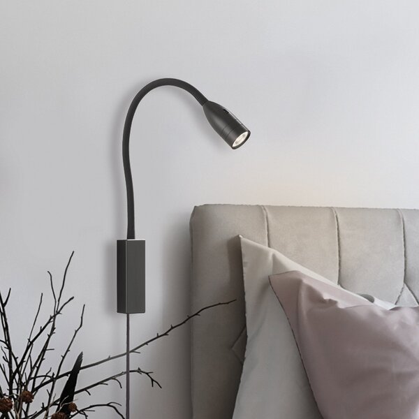 FISCHER & HONSEL Sten LED zidna svjetiljka s upravljanjem pokretima, crna, prigušiva, Crno, Dnevni boravak/blagovaonica, Metal, Svjetlo za čitanje