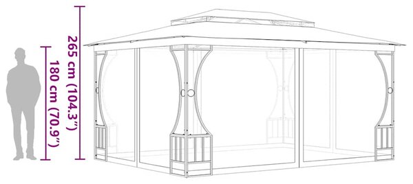 Sjenica s mrežama 300 x 400 x 265 cm antracit - Antracitno siva / 300 x 400 x 265 cm