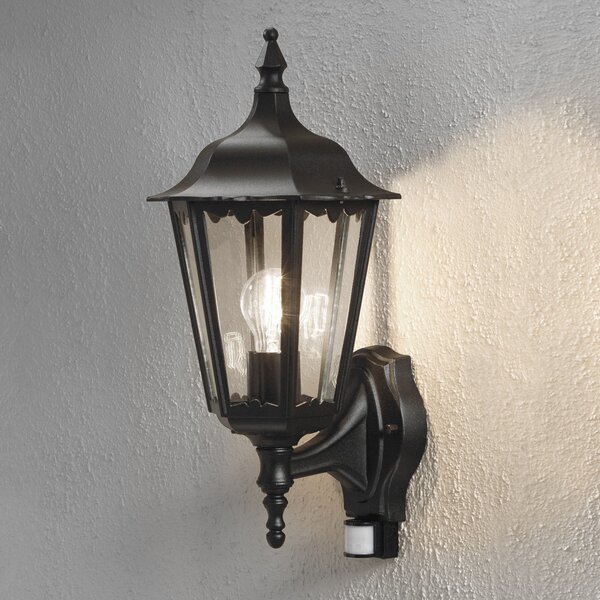 Konstsmide Firenze vanjska zidna lampa sa senzorom, stojeća, crna, Crno, Staklo, fenjer