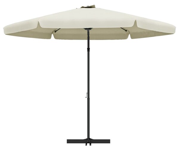 Vanjski suncobran s čeličnim stupom 300 cm pješčano bijeli - Bijela / N/A