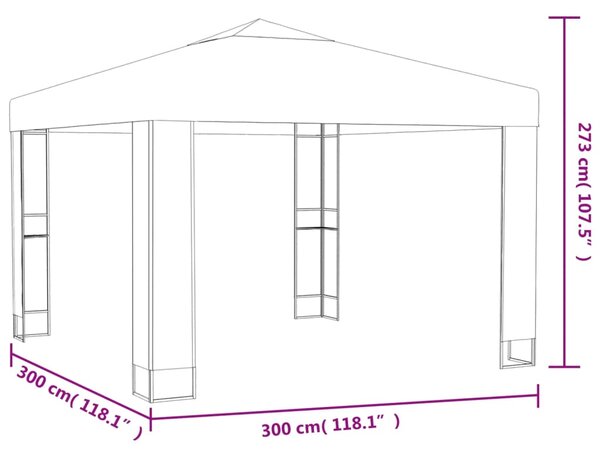 Sjenica s dvostrukim krovom 3 x 3 m bijela - Bijela / 3 x 3 m