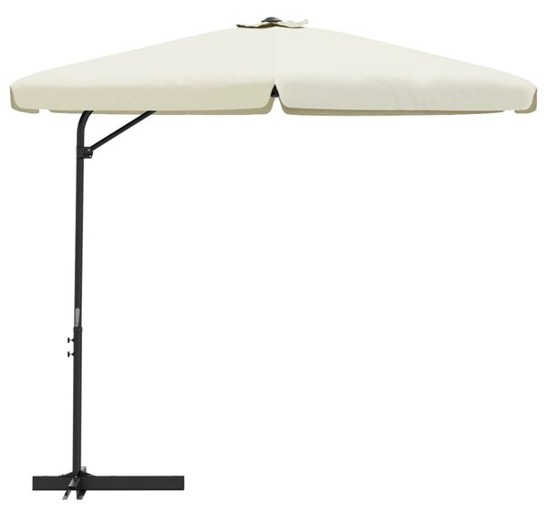 Vanjski suncobran s čeličnim stupom 300 cm pješčano bijeli - Bijela / N/A