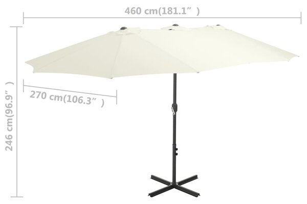 Vanjski suncobran s aluminijskim stupom 460 x 270 cm pješčani - Bež / N/A