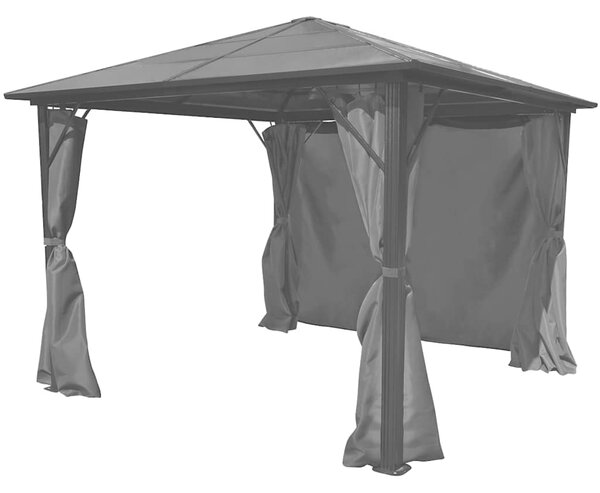 Sjenica sa zavjesom antracit aluminijska 300 x 300 cm - Antracitno siva / 300 x 300 cm