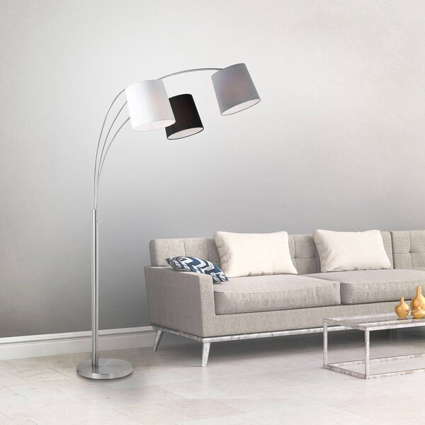 JUST LIGHT. GmbH Podna lampa Melvin, tri žarulje, crna/siva/bijela, Metalik, Dnevni boravak/blagovaonica, Metal, Stani luk