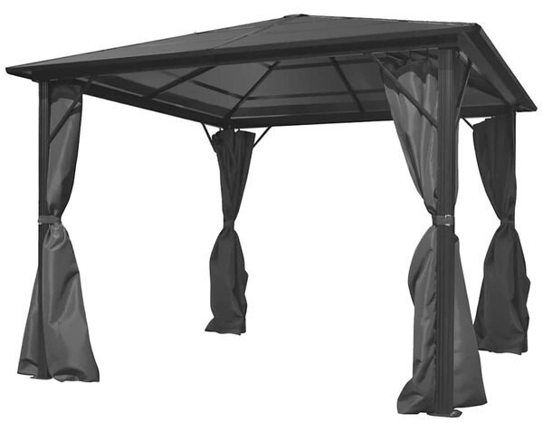 Sjenica sa zavjesom antracit aluminijska 300 x 300 cm - Antracitno siva / 300 x 300 cm