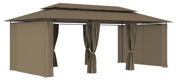 Sjenica sa zastorima 600 x 298 x 270 cm smeđe-siva 180 g/m² - Tupe / N/A