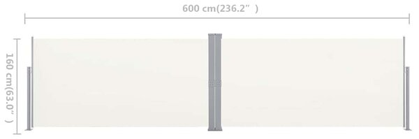 Bočna tenda uvlačiva 160 x 600 cm krem boje - Krema / 160 x 600 cm