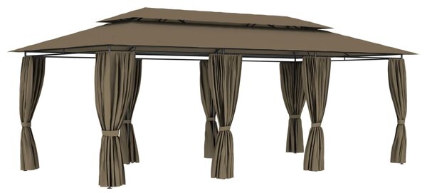 Sjenica sa zastorima 600 x 298 x 270 cm smeđe-siva 180 g/m² - Tupe / N/A