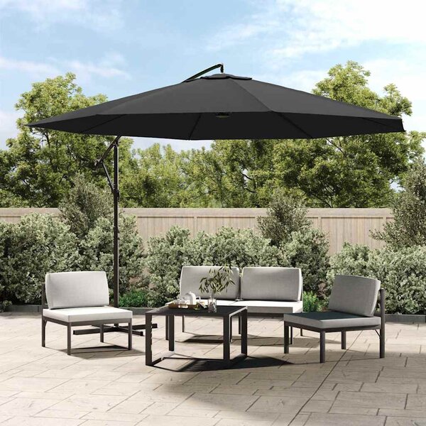 Konzolni vrtni suncobran s aluminijskim stupom 350 cm antracit - Antracitno siva / N/A