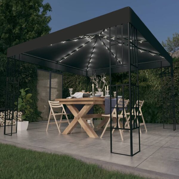Sjenica s LED svjetlosnim trakama 3 x 3 m antracit - Antracitno siva / 3 x 3 m