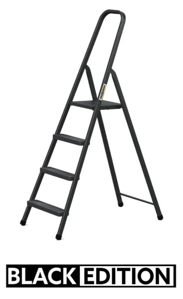 Crne čelične ljestve s 4 stepenice nosivosti 125 kg