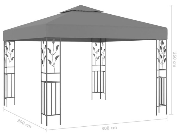 Sjenica s LED svjetlosnim trakama 3 x 3 m antracit - Antracitno siva / 3 x 3 m