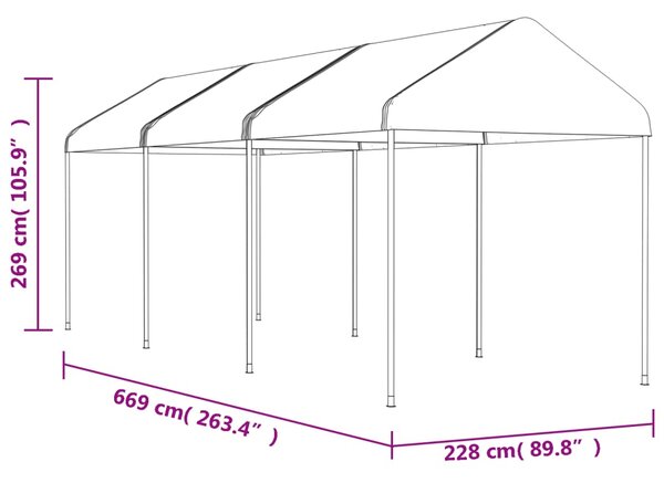 Sjenica s krovom bijela 6,69 x 2,28 x 2,69 m polietilen - Bijela / 6.69 x 2.28 x 2.69 m