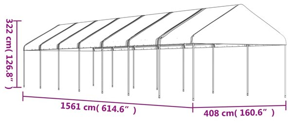 Sjenica s krovom bijela 15,61 x 4,08 x 3,22 m polietilen - Bijela / 15.61 x 4.08 x 3.22 m