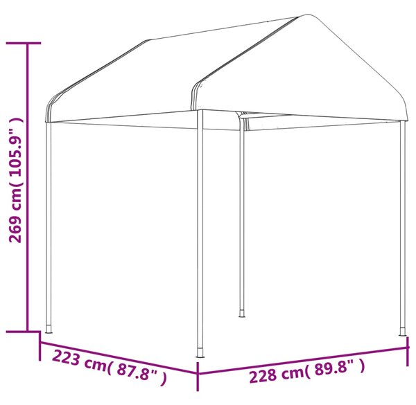 Sjenica s krovom bijela 6,69 x 2,28 x 2,69 m polietilen - Bijela / 6.69 x 2.28 x 2.69 m