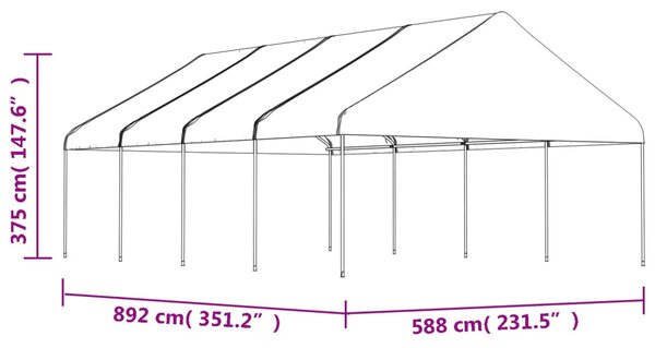 Sjenica s krovom bijela 8,92 x 5,88 x 3,75 m polietilen - Bijela / 8.92 x 5.88 x 3.75 m
