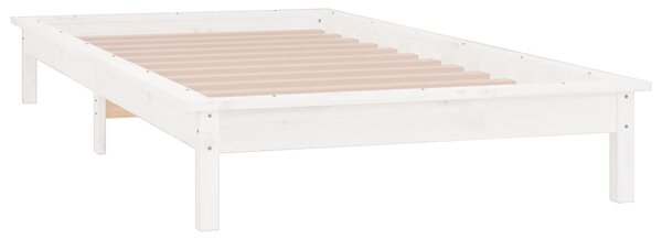 LED okvir kreveta bijeli 75x190 cm za jednu osobu masivno drvo - Bijela / 75 x 190 cm