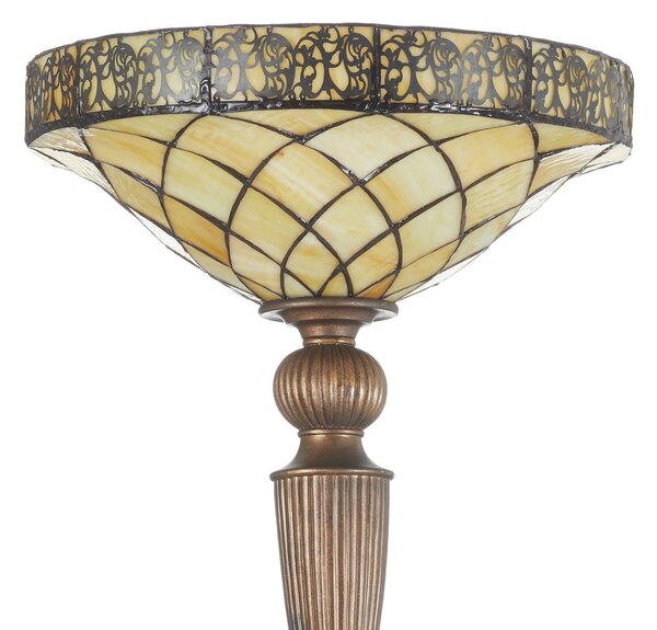 Clayre&Eef Dijamantni podna lampa u Tiffany stilu, Smeđa / hrđa, Dnevni boravak/blagovaonica, Staklo