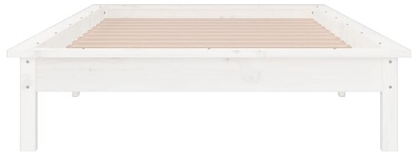 LED okvir kreveta bijeli 75x190 cm za jednu osobu masivno drvo - Bijela / 75 x 190 cm