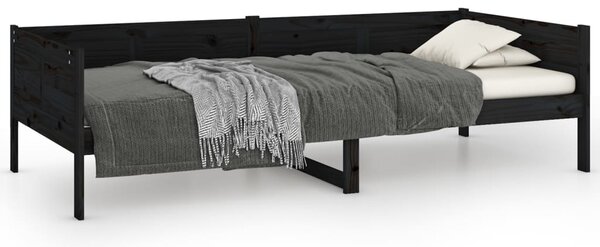 Dnevni ležaj od masivne borovine crni 90 x 190 cm - Crna / 90 x 190 cm