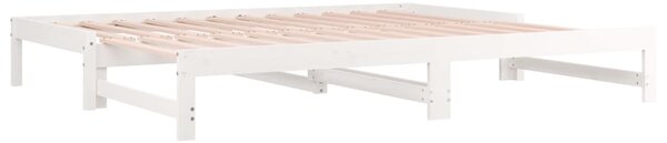 Dnevni ležaj na izvlačenje bijeli 2x(80x200)cm masivna borovina - Bijela / 2x (80 x 200) cm