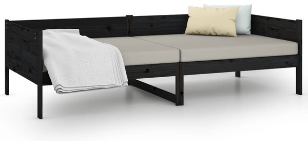 Dnevni ležaj od masivne borovine crni 90 x 190 cm - Crna / 90 x 190 cm