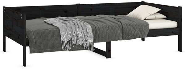 Dnevni ležaj od masivne borovine crni 90 x 190 cm - Crna / 90 x 190 cm