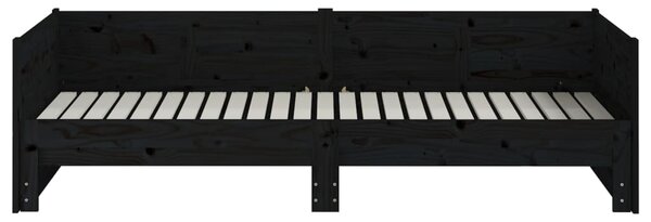 Dnevni ležaj na izvlačenje 2x(90x200) cm crni od borovine - Crna / 90 x 200 cm